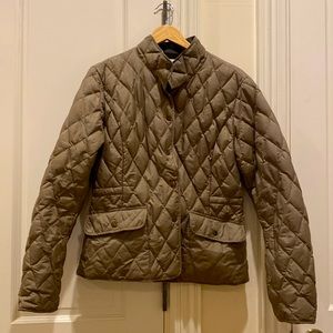 Eddie Bauer beige/brown quilted down jacket, size M